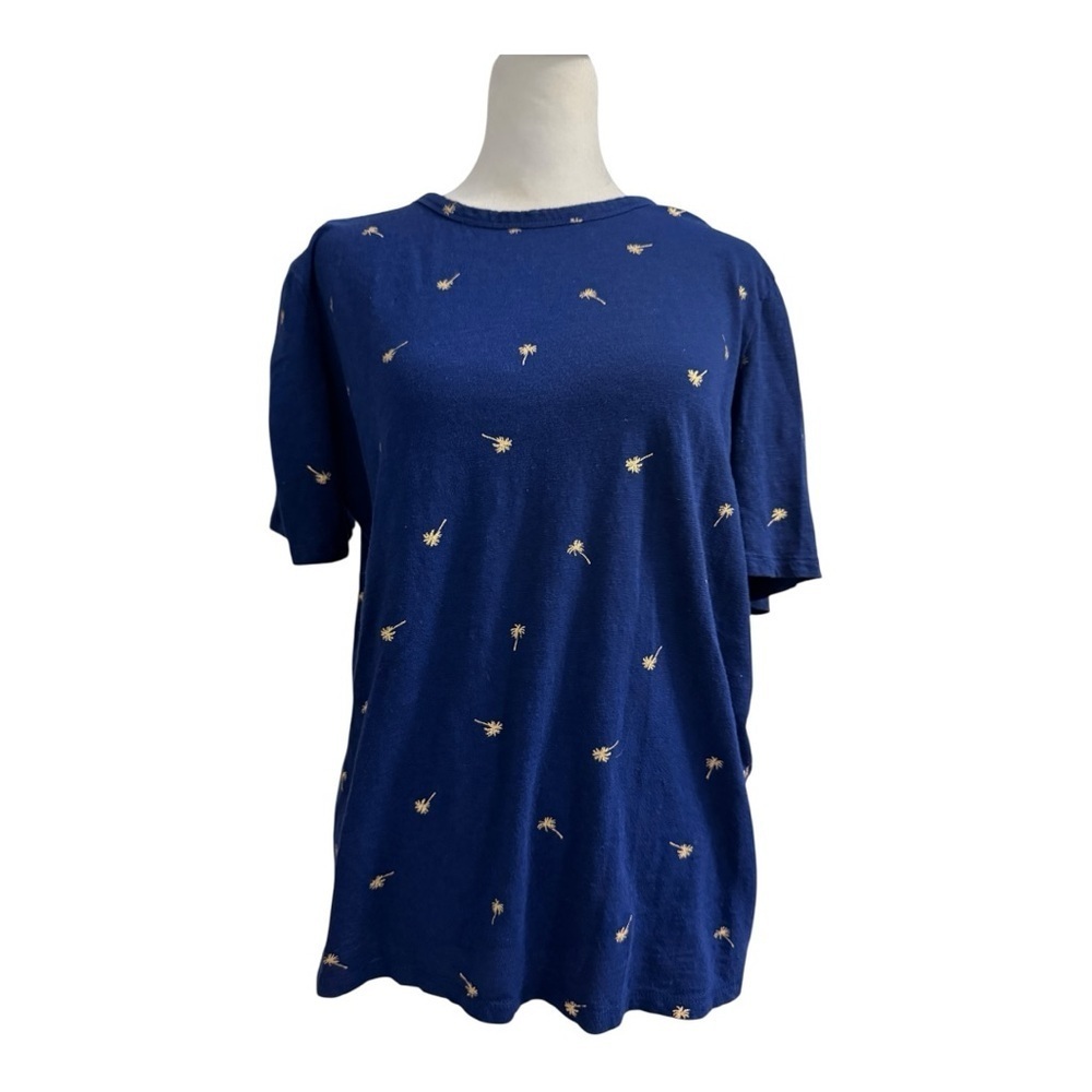Banana Republic Malibu Tee Navy Blue with Gold Palm Trees Top XL